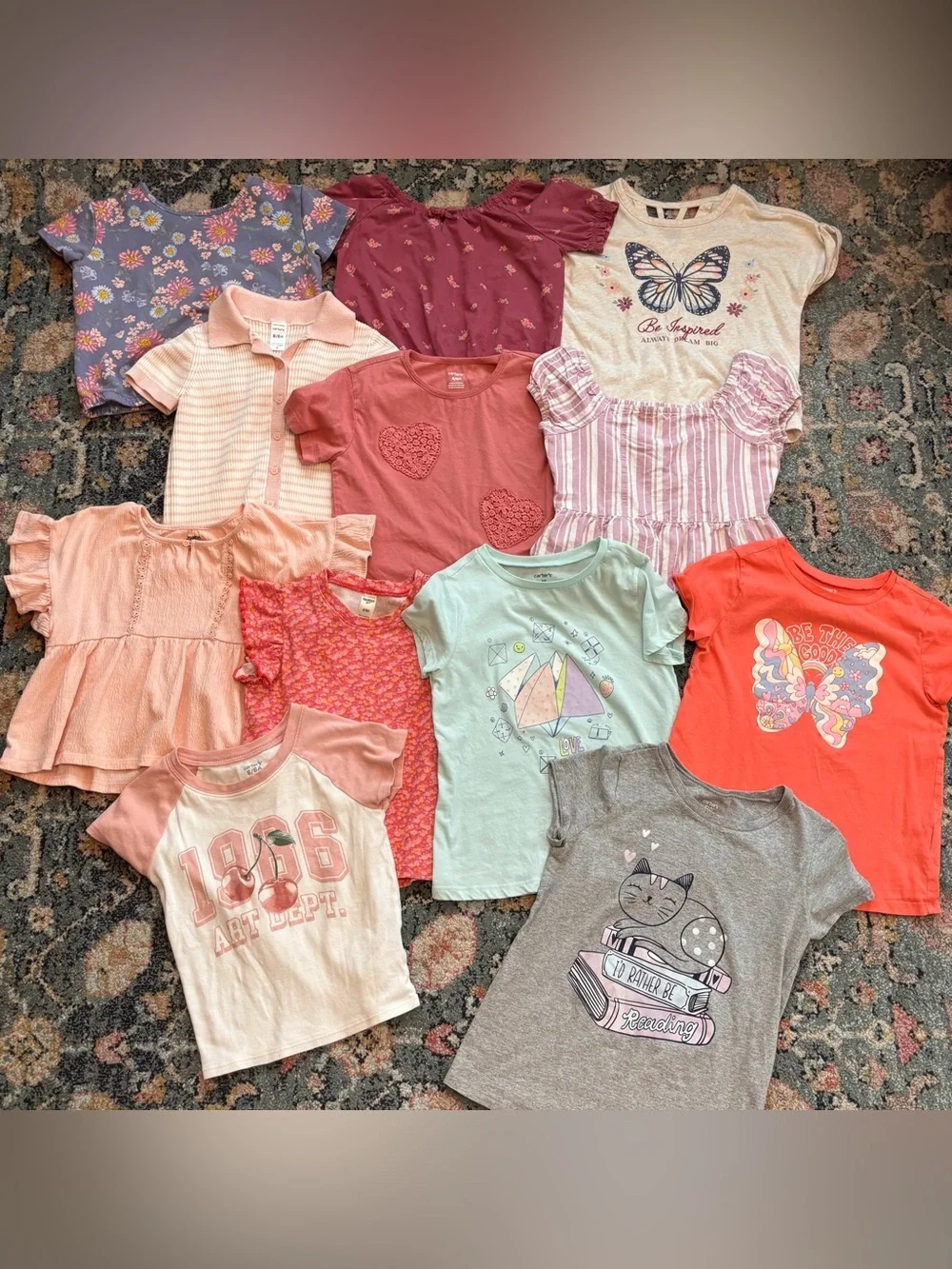 Carter’s OshKosh Girls Short Sleeve Blouse Tee Shirt Lot Sz 8